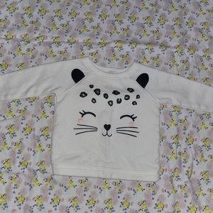Carters cat crew neck sweatshirt. Off white
